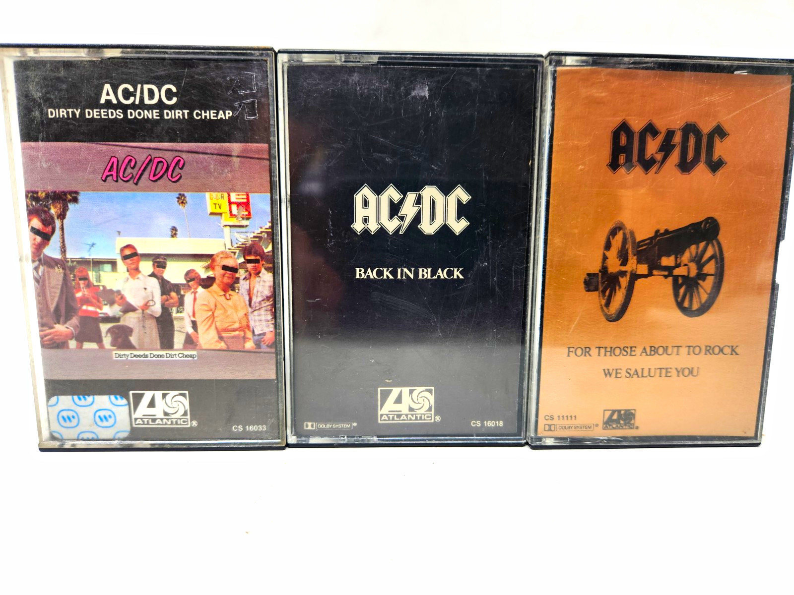 AC/DC 3 Cassette Lot: Dirty Deeds/Back in Black/For Those About to Rock