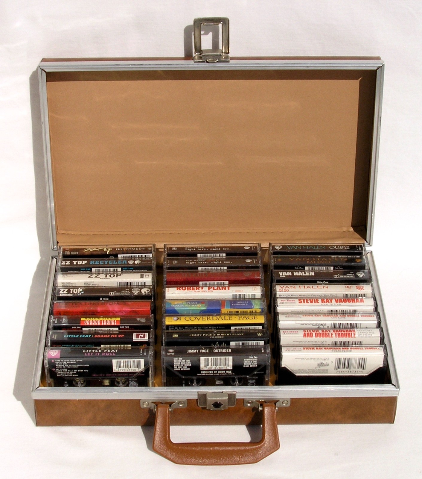 Vintage Cassette Tape Lot (24) Van Halen ZZ Top Jimmy Page Stevie Ray Untested