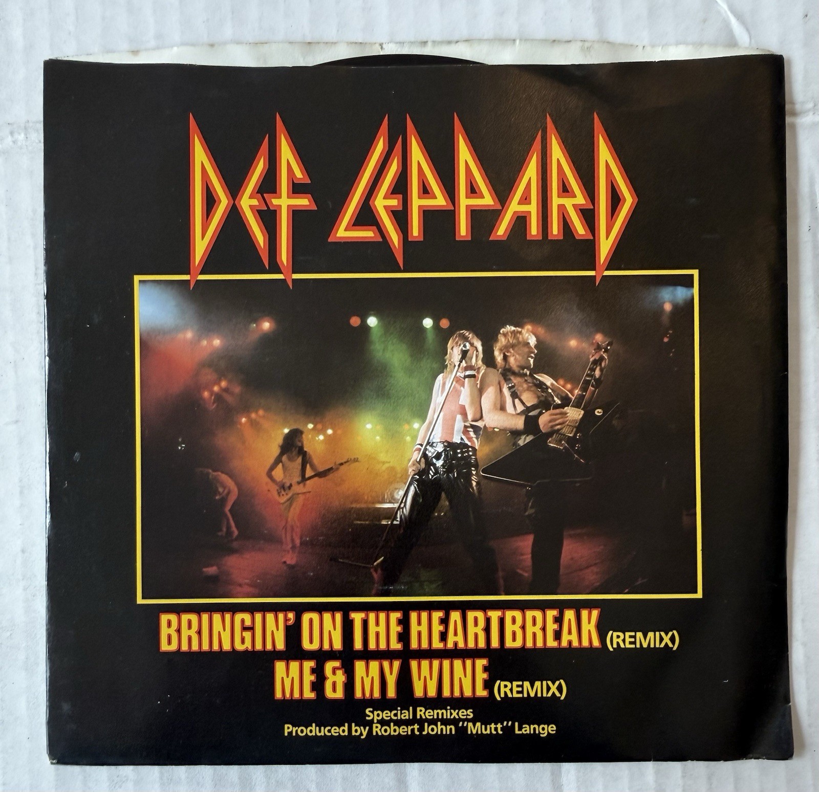 Def Leppard  Bringin\' On The Heartbreak / Me & My Wine 45 RPM Picture Sleeve 7”
