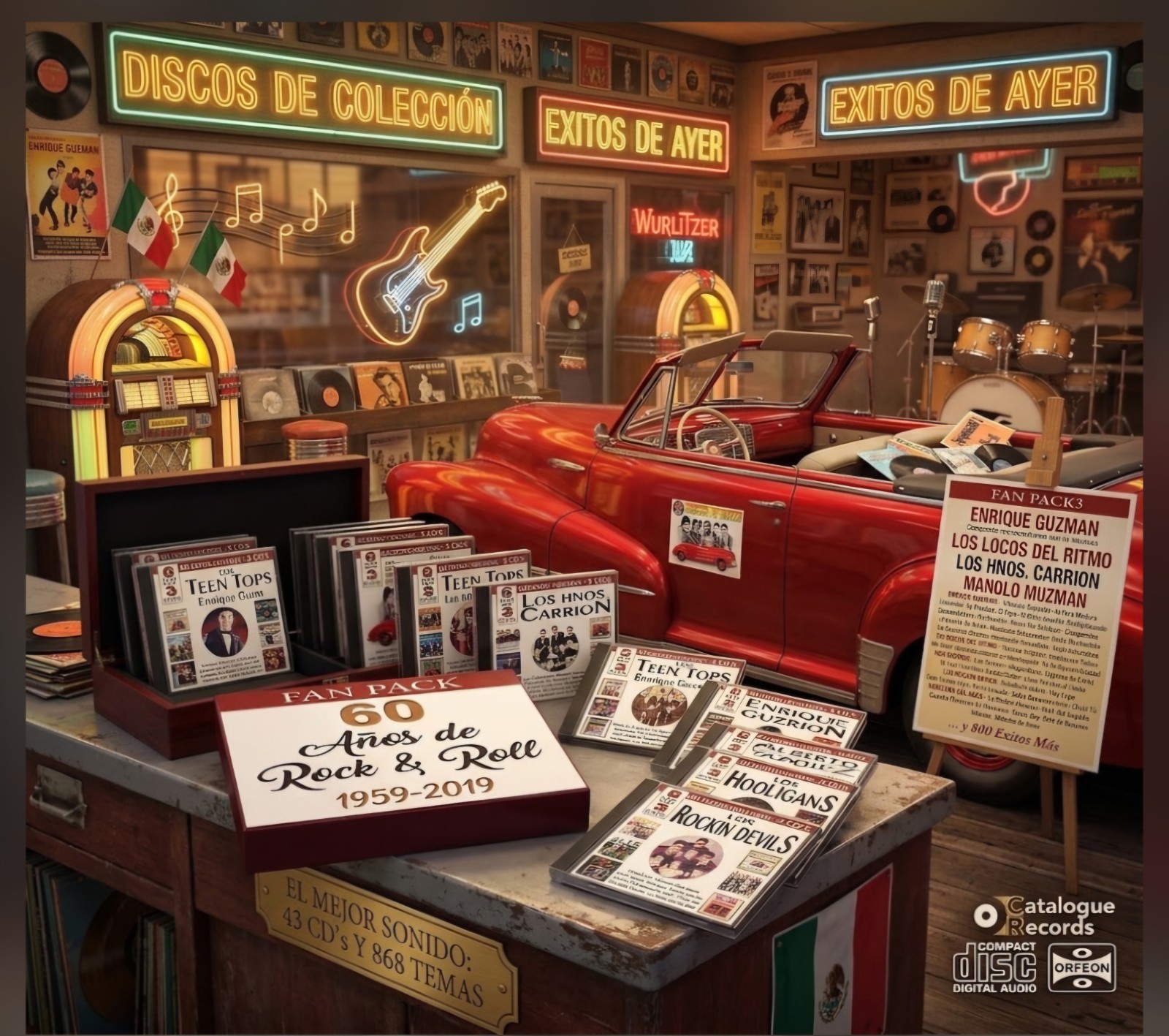 ​60 Anos de Rock & Roll Fan Pack 43 CD Box Set 868 Tracks Orfeon Mexican Rock...