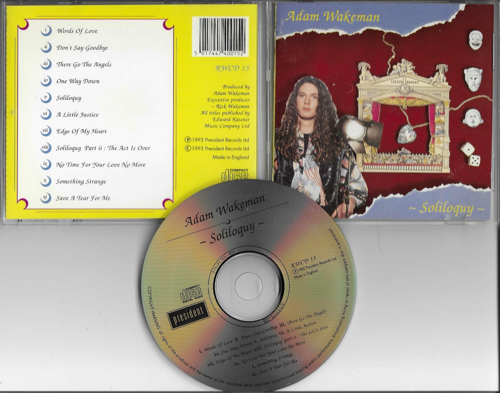 Yes Rick Wakeman Produced ADAM Soliloquy OUT OF PRINT 1993 CD SEALED USA seller