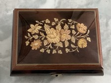 Vintage Inlaid Wood Floral Theme Music Box 'Memories' (from CATS) Orig Box EUC picture
