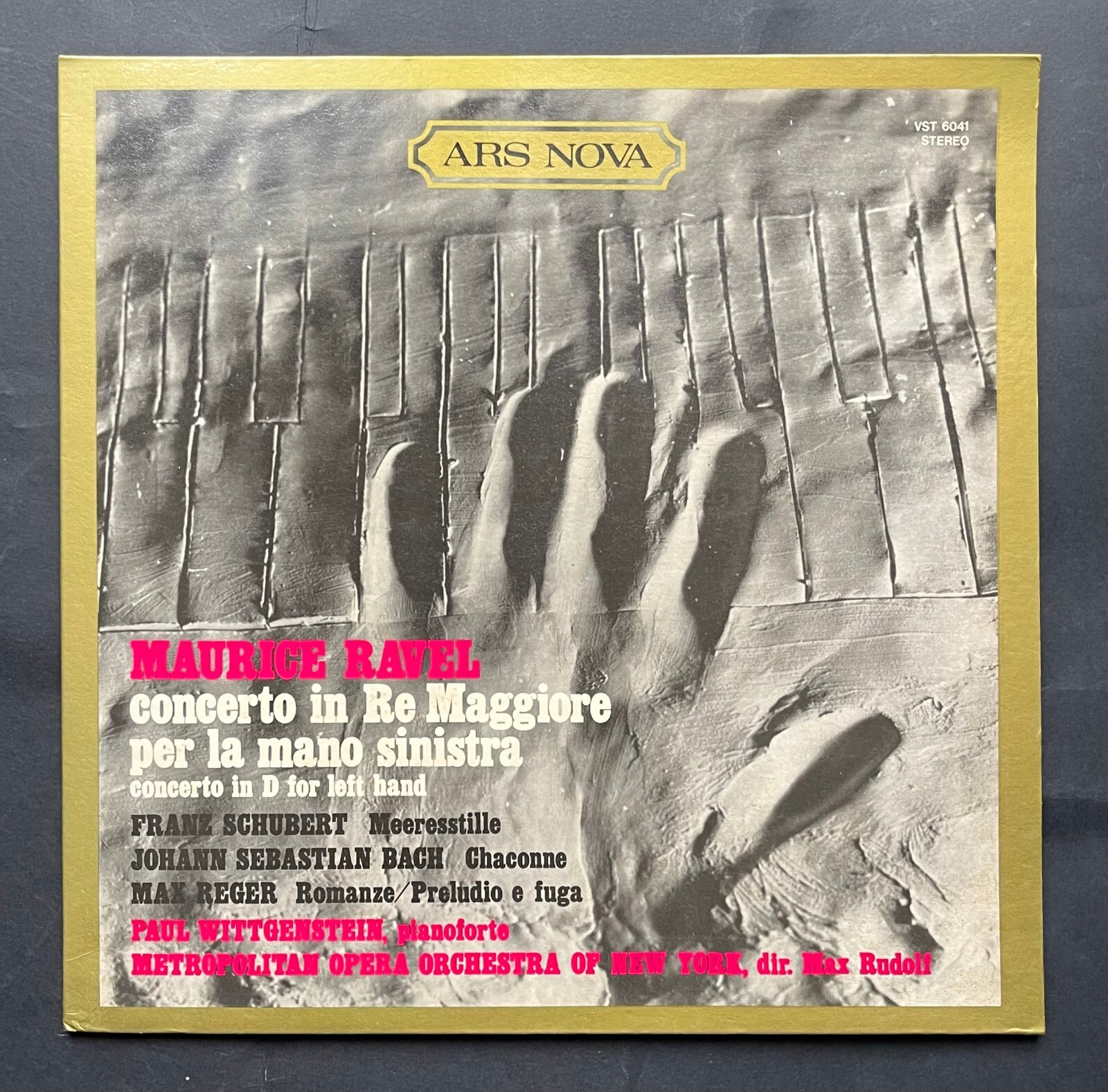 ARS NOVA vinile LP RAVEL BACH REGER Wittgenstein METROPOLITAN OPERA Max Rudolf