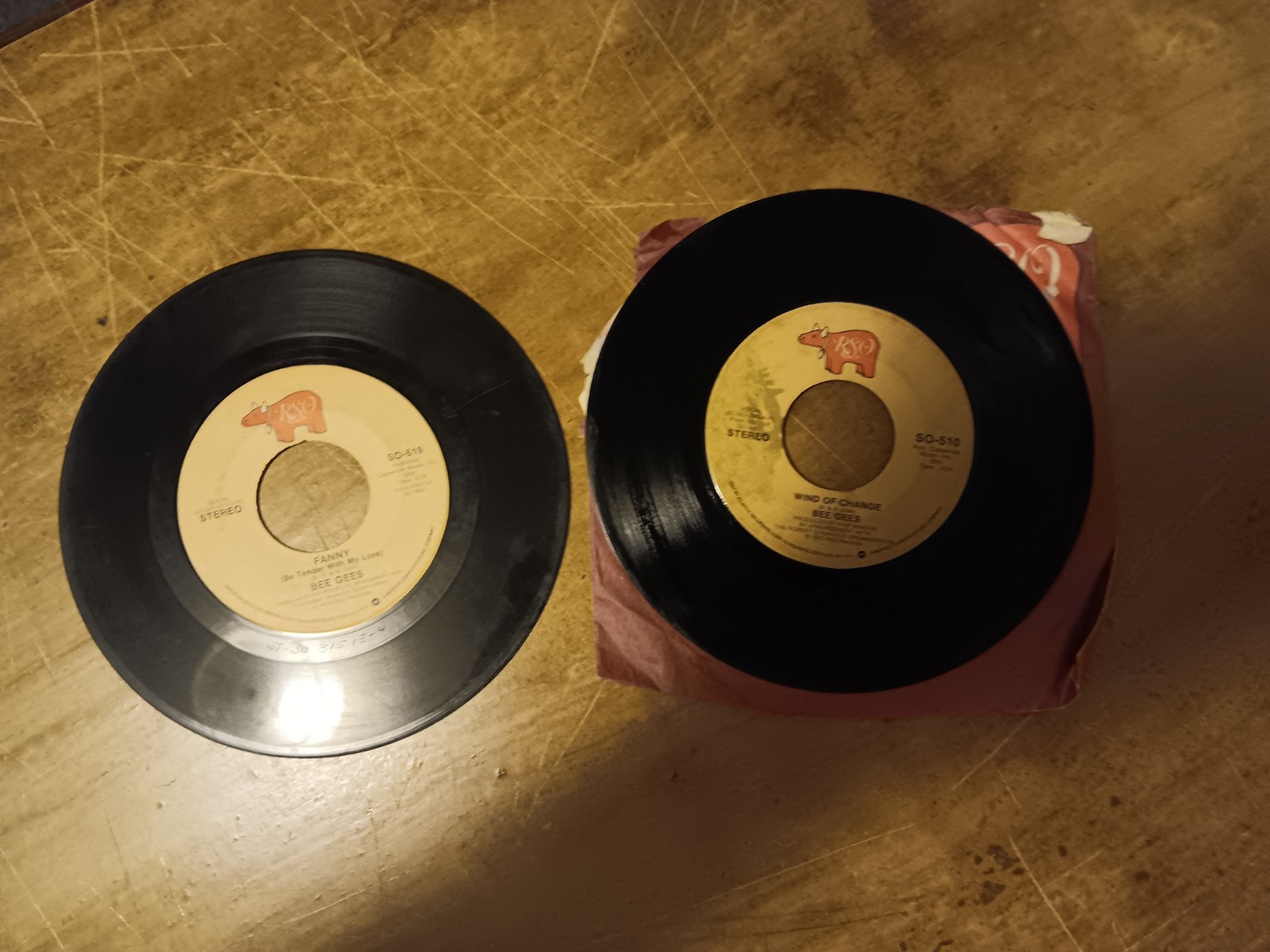 2 Bee Gees 45 records featuring songs like Fanny and Wind of change