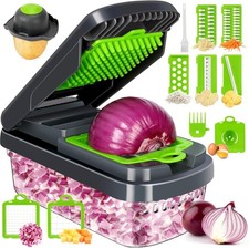 Vegetable Chopper 12-in-1 Multifunction Food Cutter with Blades Container for picture
