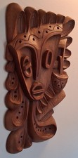 Luis Potosi Abstract Wood Sculpture Carving Vtg Wall Art Deco Tiki Musical Drum  picture