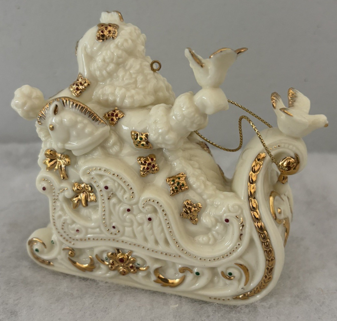Vntg Father Christmas Musical Ornament Le Blanc Porcelain SF Music Box Co WORKS