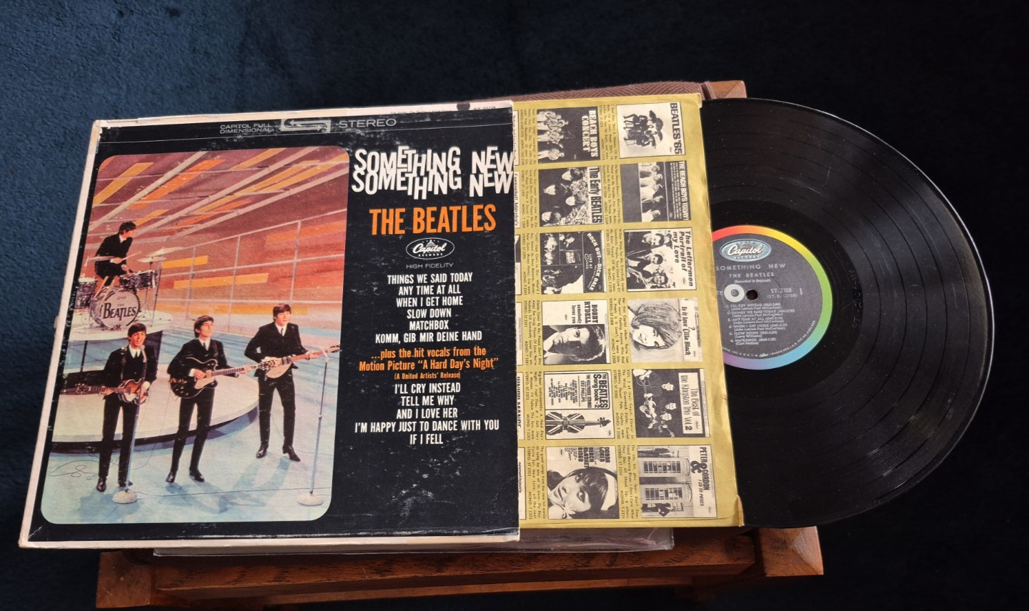 RARE 1964 BEATLES SOMETHING NEW ST-2108 CAPITOL vintage vinyl LP RECORD album