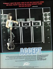 Accept band Peter Baltes 1985 Peavey Bass guitar amps ad 8 x 11 advertisement picture