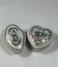 Vintage Heritage House Porcelain Music Box or Trinket Box Set Of 2 BOTH WORK picture