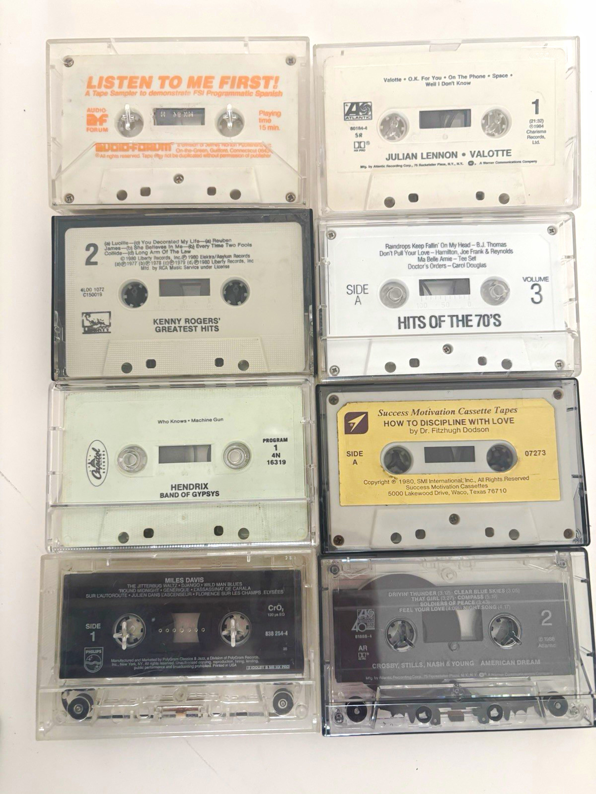 Lot of 22 Cassette Tapes Jimi Hendrix Miles Davis CSNY Kenny Rogers Rock Jazz (G