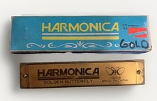 Vintage GOLDEN BUTTERFLY Harmonica : Gold W/ Original Box Bx35 picture