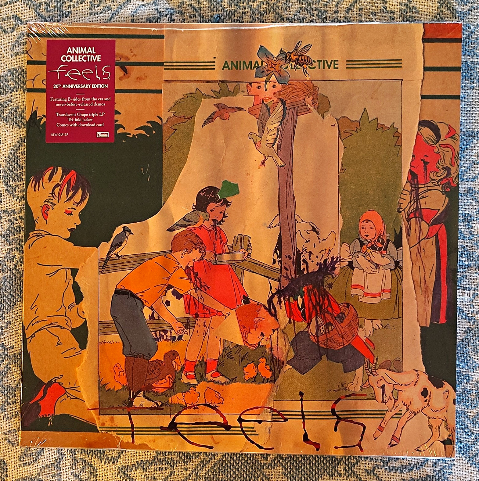 Animal Collective Feels 20th Anniversary Translucent Grape Triple LP + Card