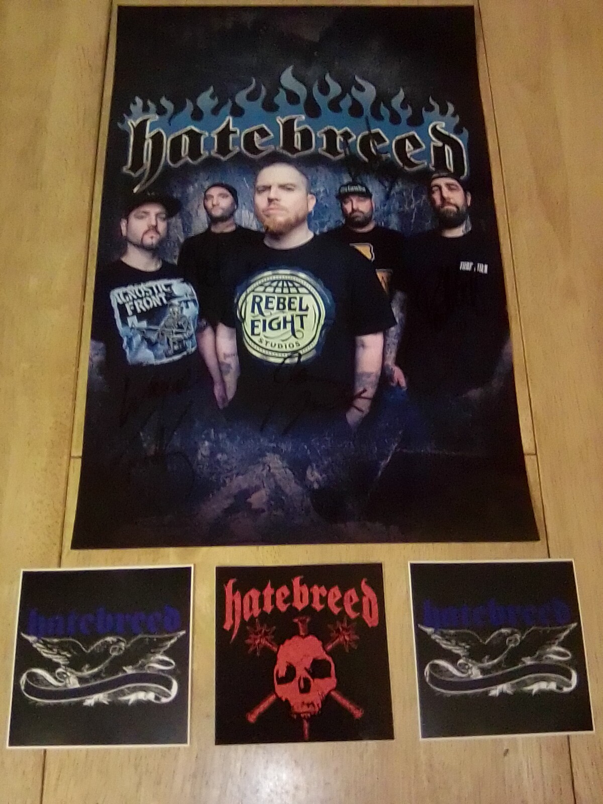 Hatebreed Authentic Autographed Poster Signed By Whole Band + Stickers