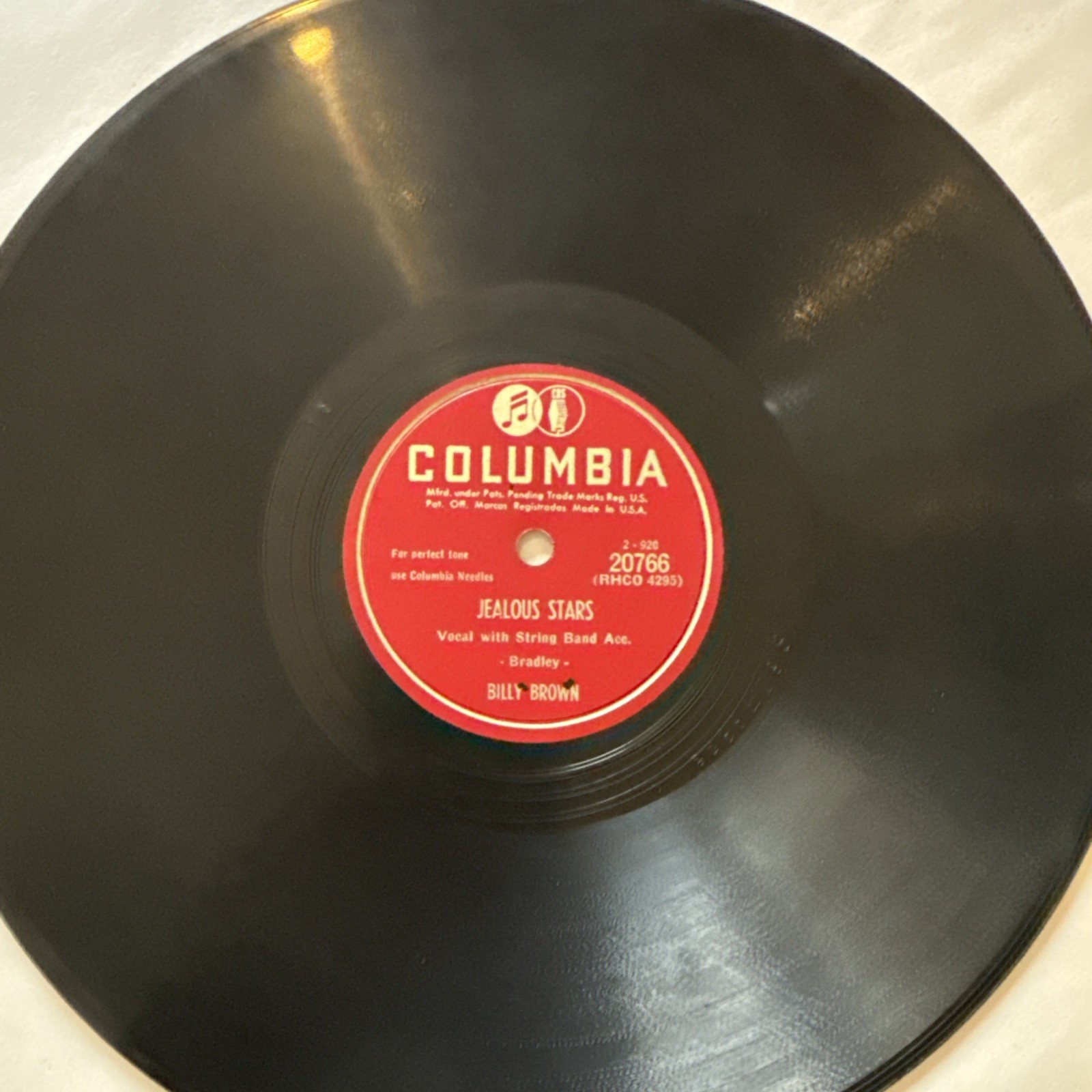 1950 ROCKABILLY Billy Brown 78 rpm COLUMBIA 20766 JEALOUS STARS E