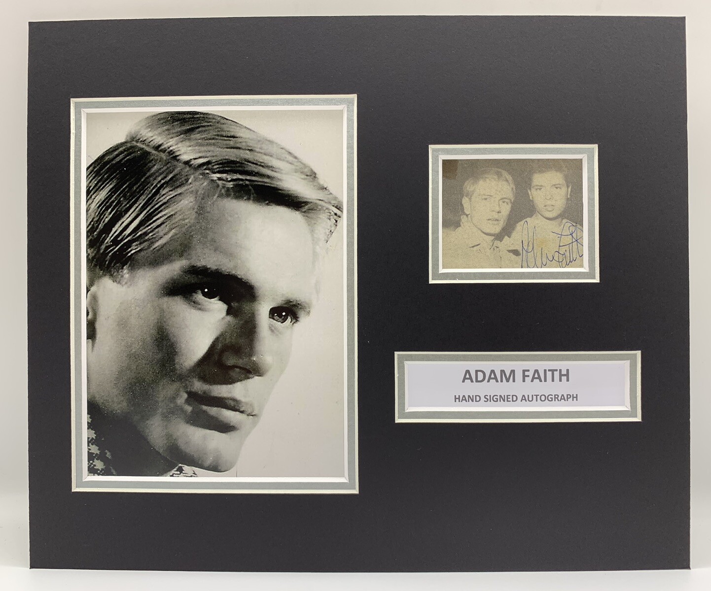 RARE Adam Faith Signed Photo Display + COA AUTOGRAPH MUSIC