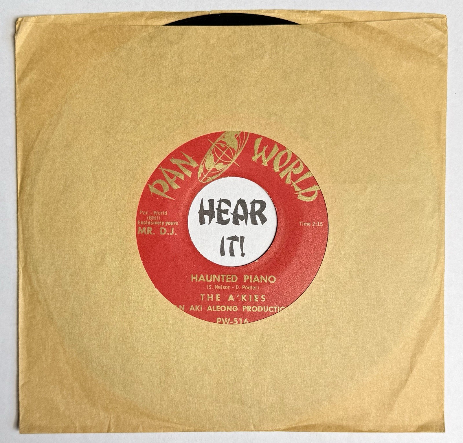 Halloween Rocker Sandy Nelson, Aki Aleong 45 THE A'KIES Haunted Piano PAN WORLD