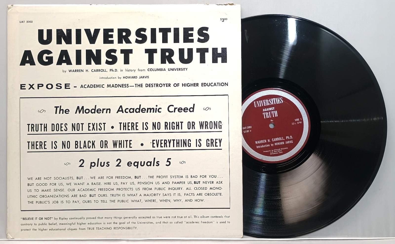 Vietnam war era lp UNIVERSITIES AGAINST TRUTH Carrol 1966 anti campus protests