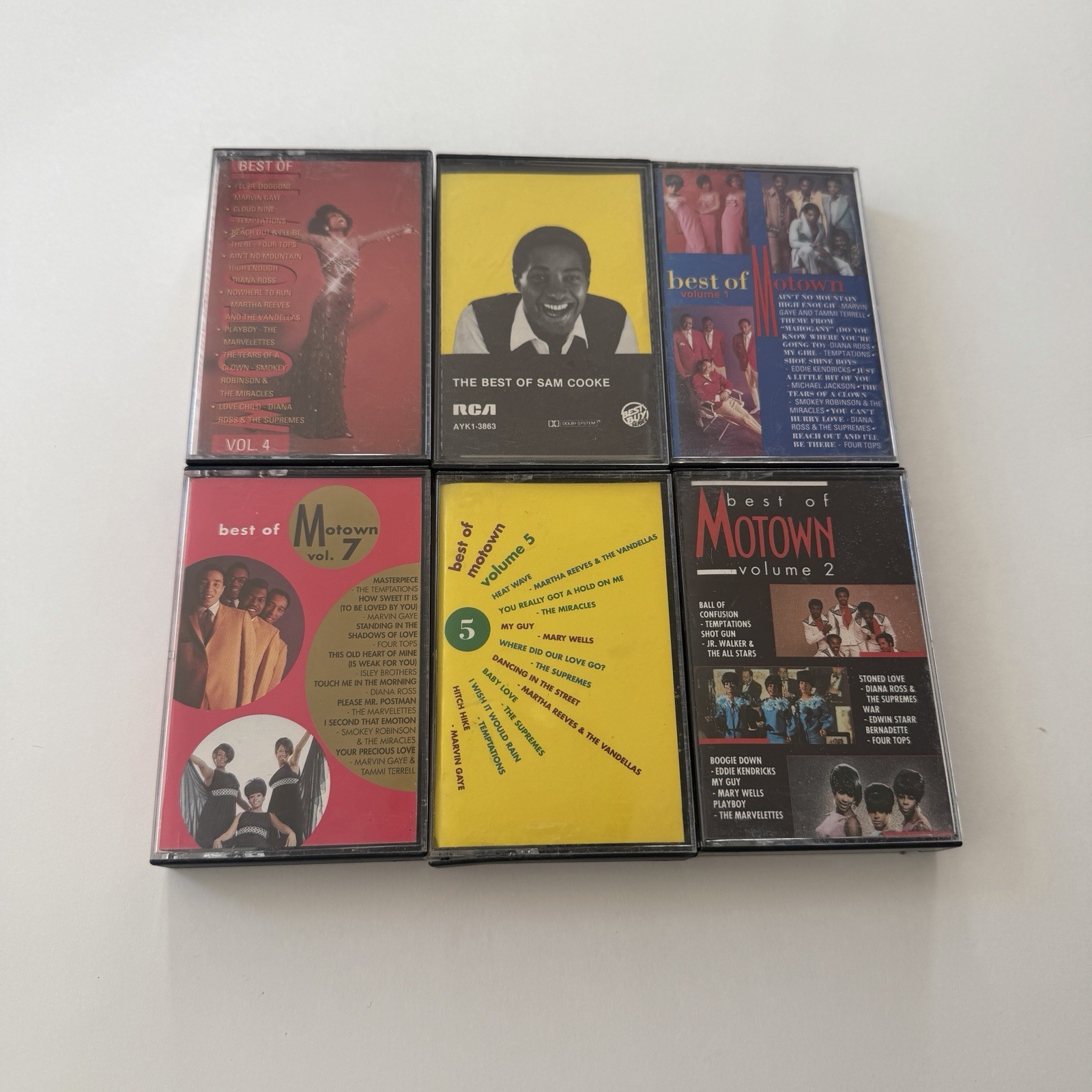 Best of Motown Vintage Cassette Lot of 6 TESTED Sam Cooke Diana Ross Temptations