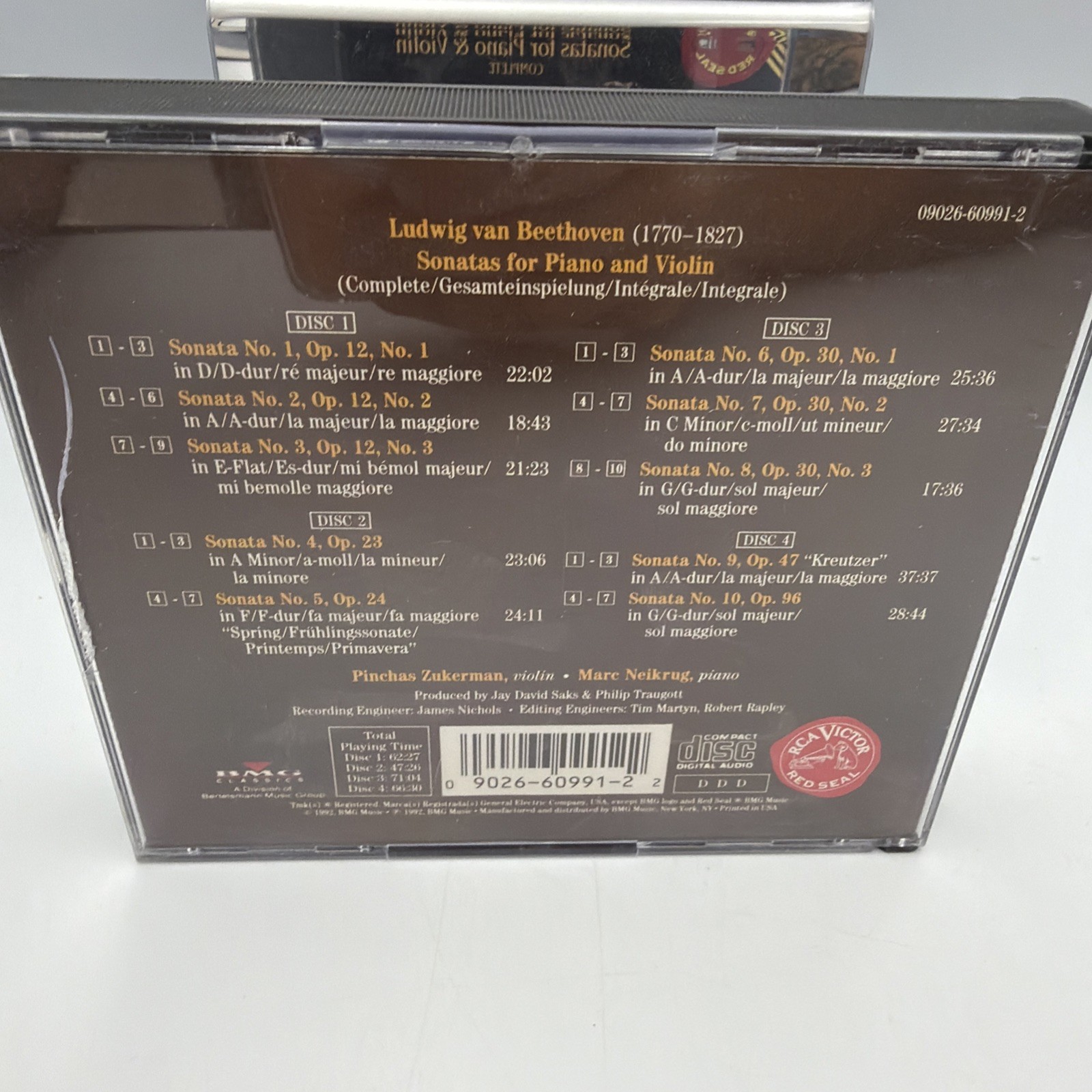 BEETHOVEN - Beethoven: Complete Sonatas For Piano And Violin - 4 CD Box Set VG+