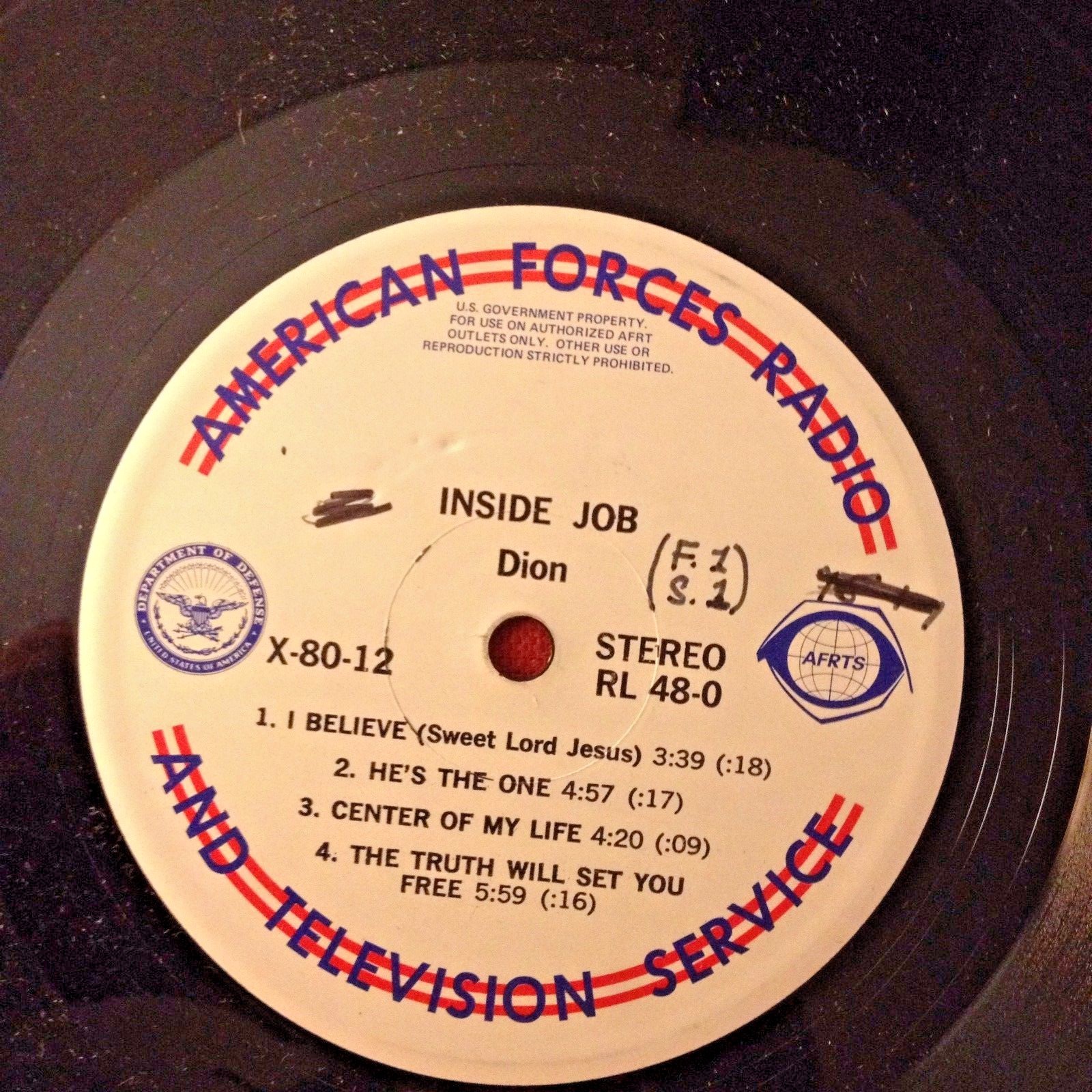 RADIO SHOW: AFN RL-40  DION & CHRISTMAS w/THE IMPERIALS RARE PRESSING 
