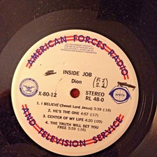 RADIO SHOW: AFN RL-40  DION & CHRISTMAS w/THE IMPERIALS RARE PRESSING  picture