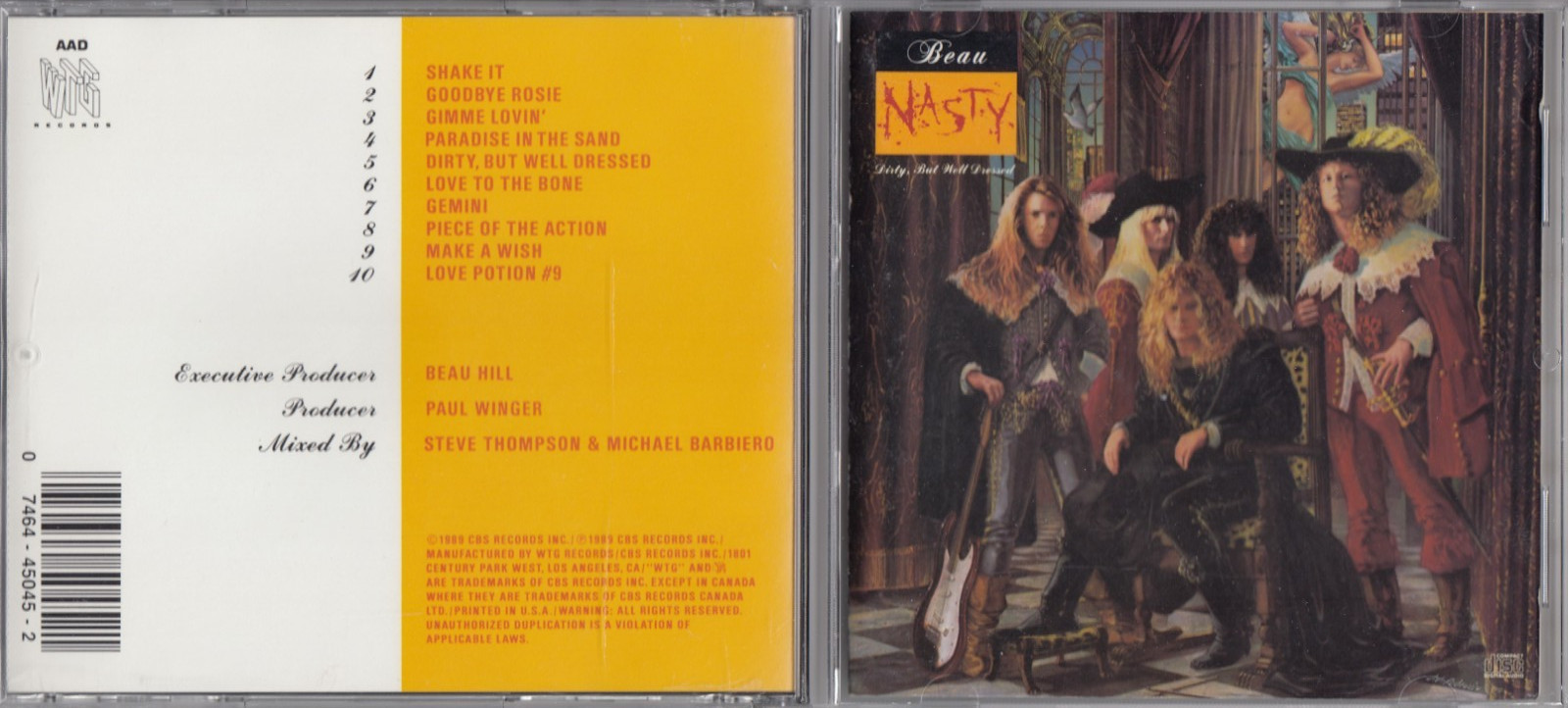 Beau Nasty - Dirty But Well Dressed CD 1989 WTG Records EARLY DADC PRESS