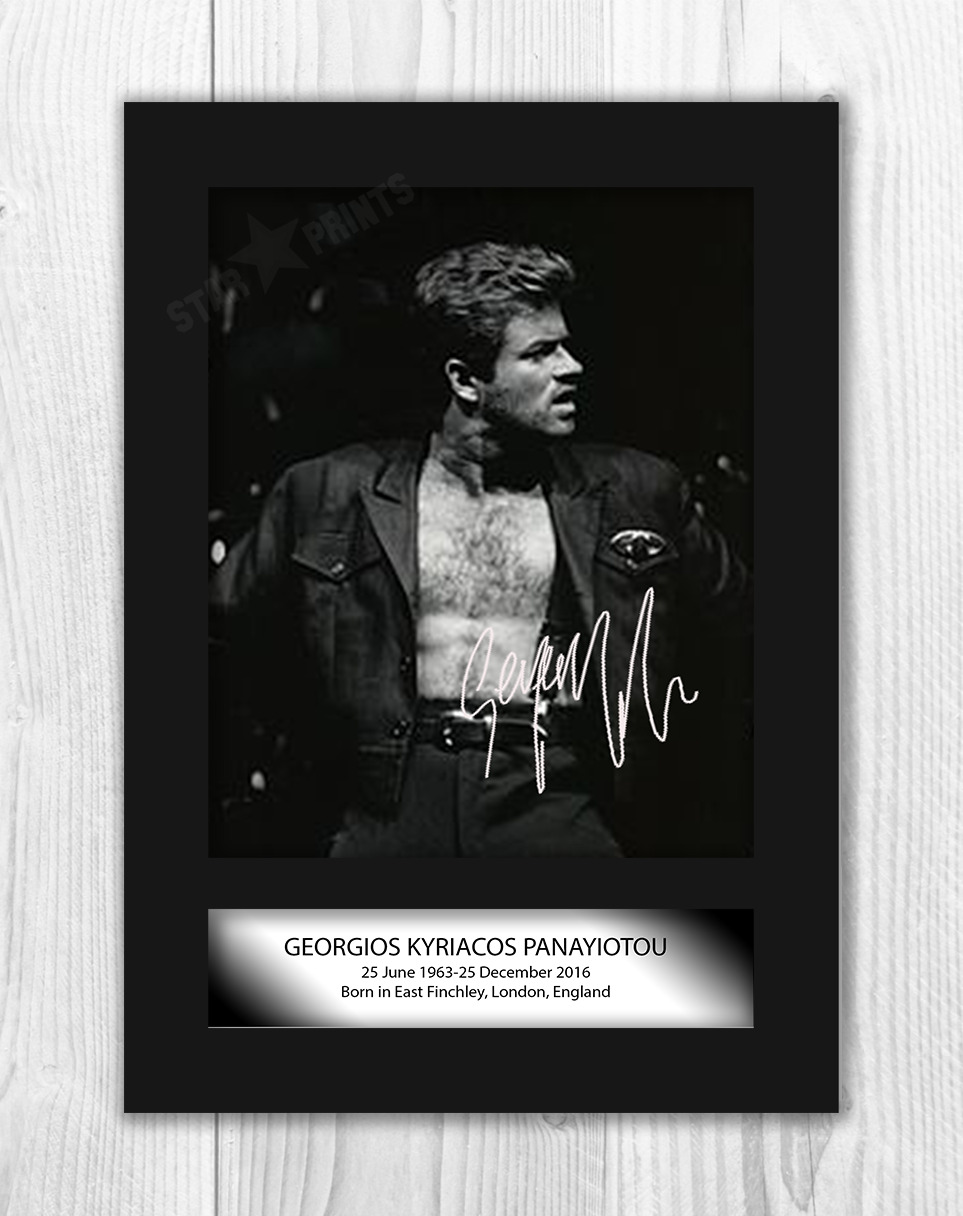 George Michael A4 reproduction autograph picture poster with choice of frame