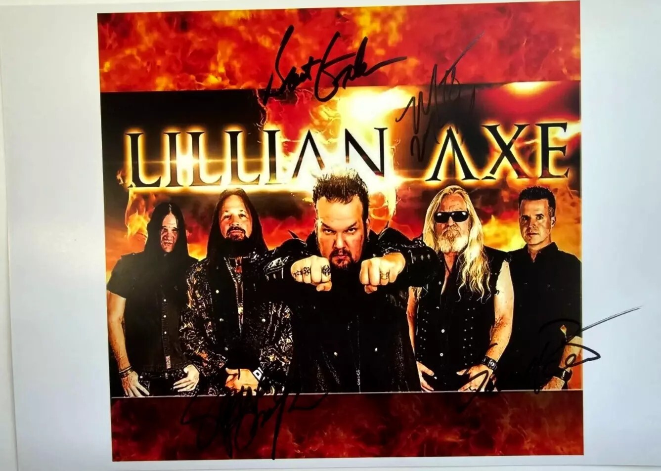 Lillian Axe HAND Signed presentation size A4 on glossy print by Band Members