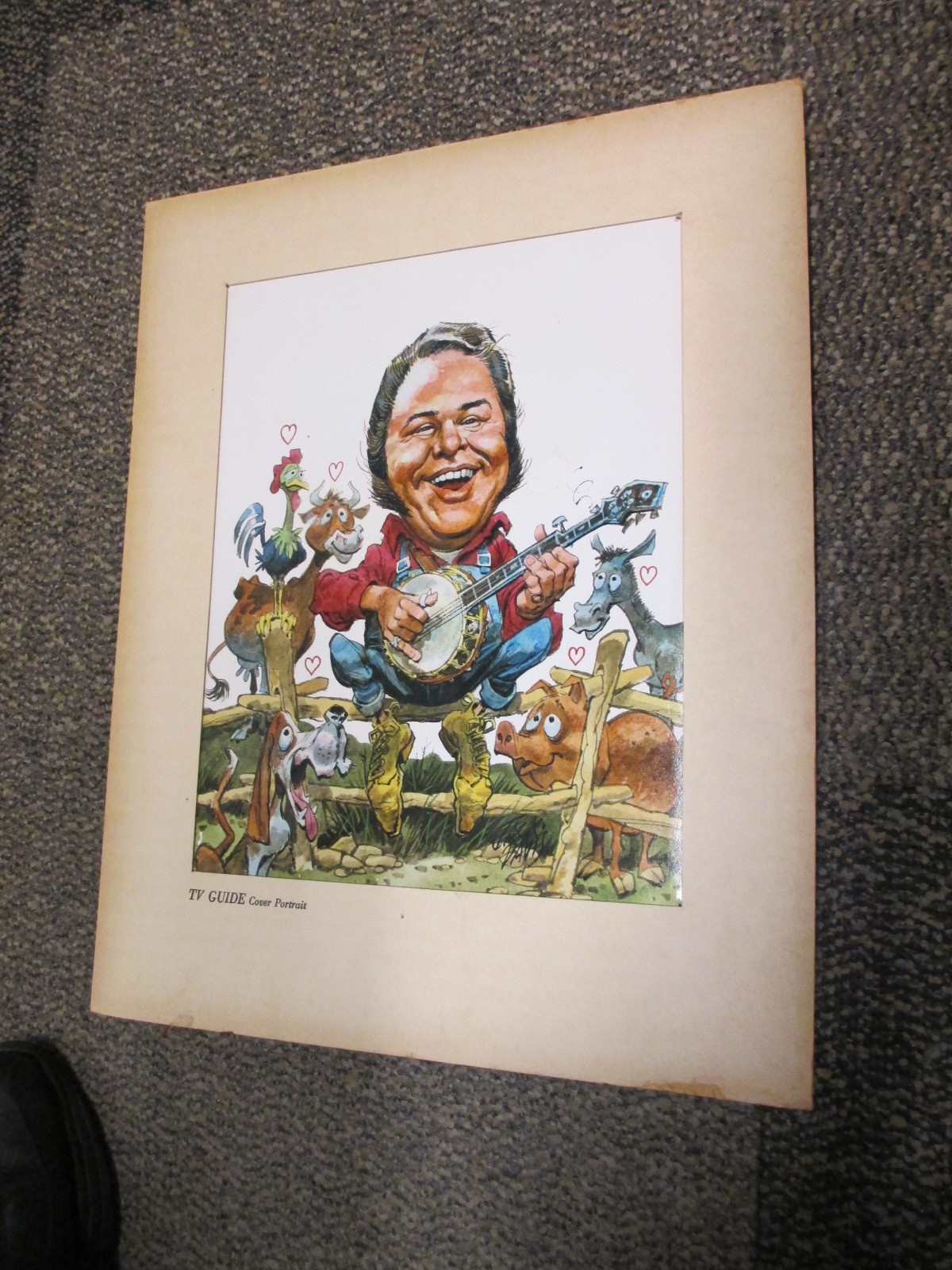 TV GUIDE Cover Portrait 1973 HEE HAW Roy Clark banjo Jack Davis farm animals
