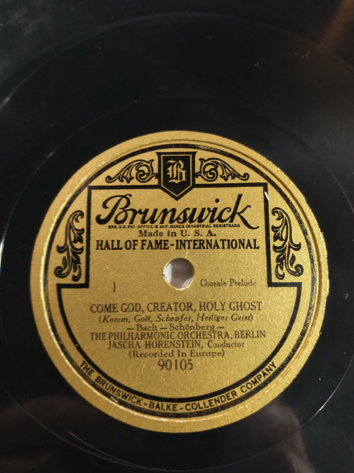 BRUNSWICK GOLD LABEL 90105 BERLIN PHILHARMONIC ORCH 1920\'S 78RPM PRE-WAR 12\