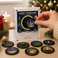 Christmas Vinyl Player Fridge Record NFC Magnetic Music Box Set US picture