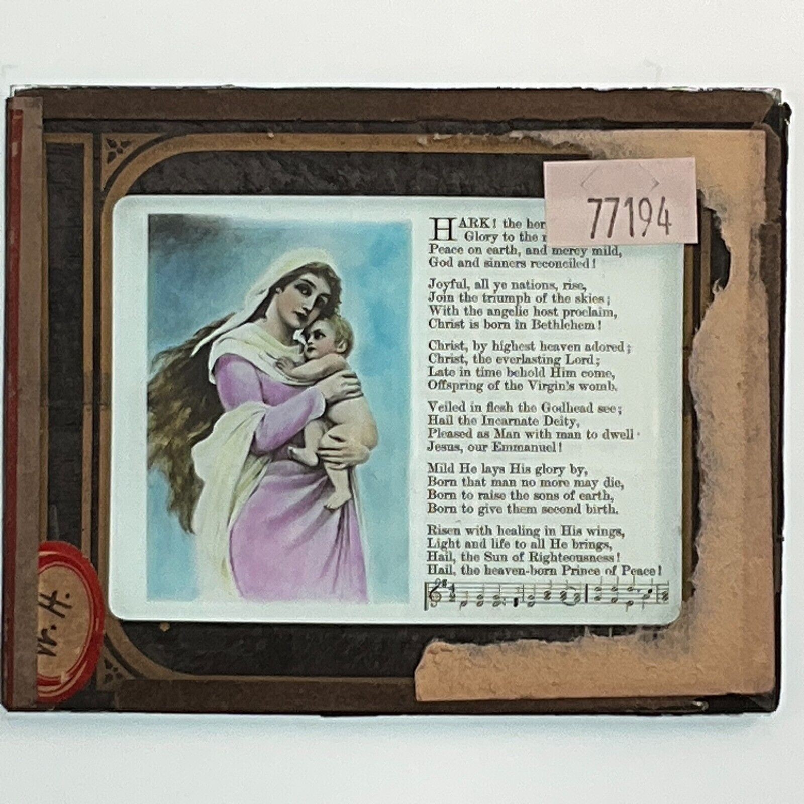 Christmas Hymn Lyrics Religious Song Antique Magic Lantern Slides Lot of 5