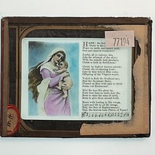 Christmas Hymn Lyrics Religious Song Antique Magic Lantern Slides Lot of 5 picture