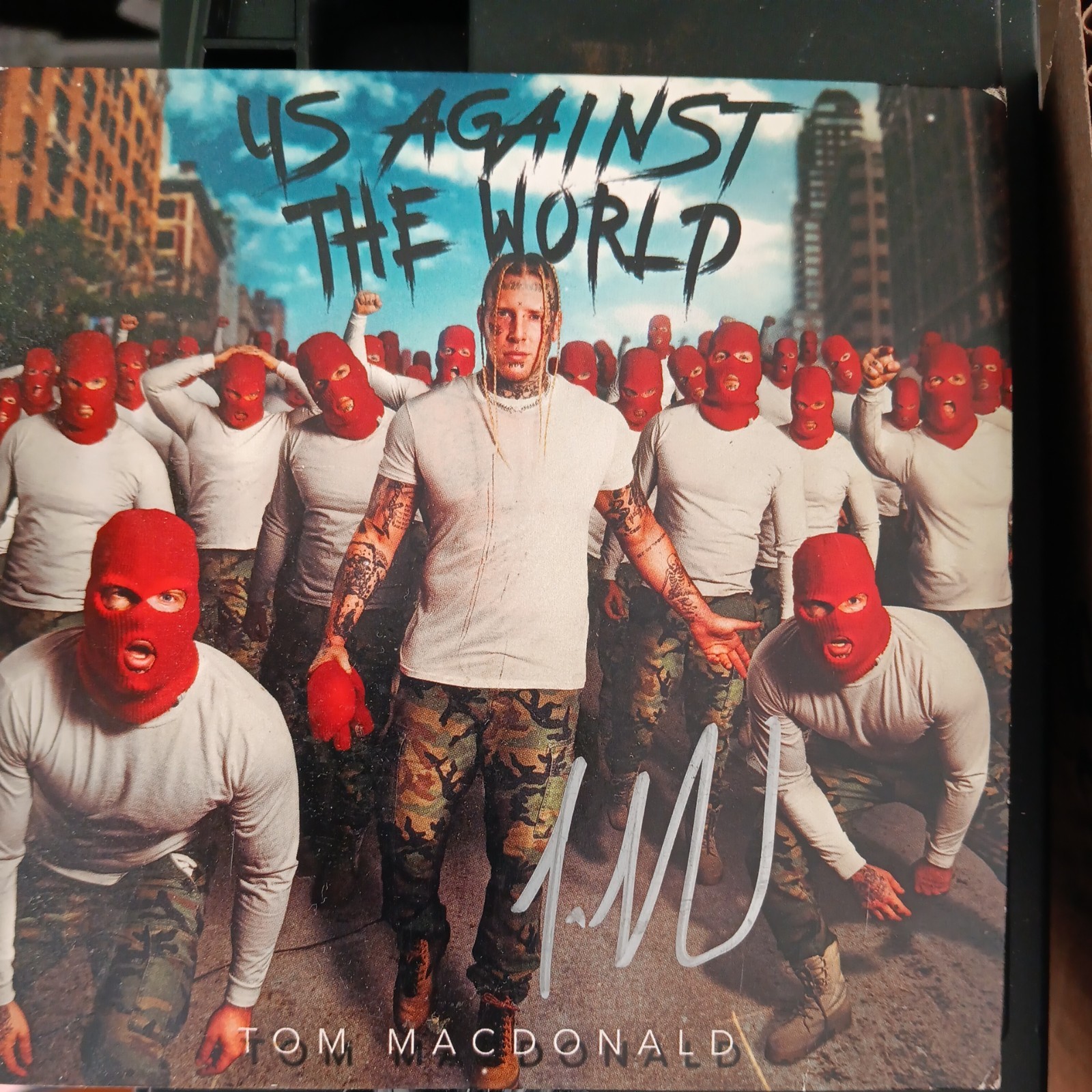 Tom MacDonald Us Against the World Signed Cover CD 2019 Rap Hip-Hop Paper Sleeve