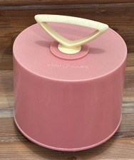 Vintage DISK-GO-CASE  45 RPM Record Holder Tote Spindle Pink White picture