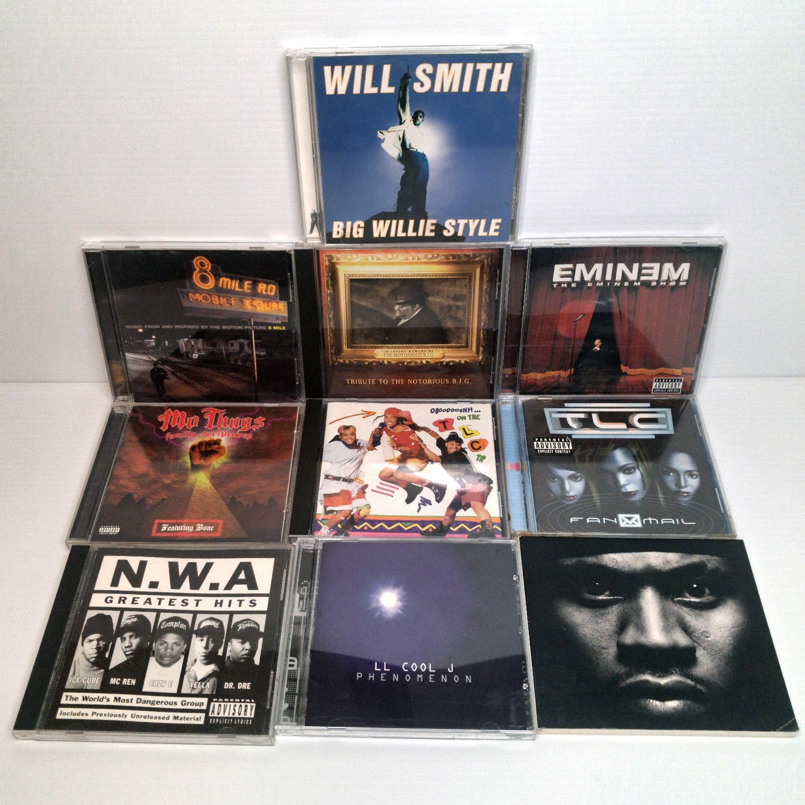 Eminem NWA Biggie TLC Will Smith Mo Thugs LLCool J Vintage Hip Hop Rap 10 CD LOT