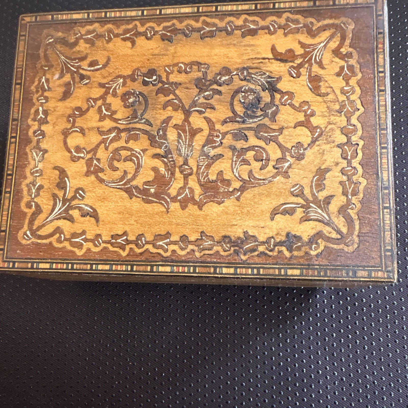 Vintage 1950s Italian Sorrento Inlaid Wood Music Box WORKS (