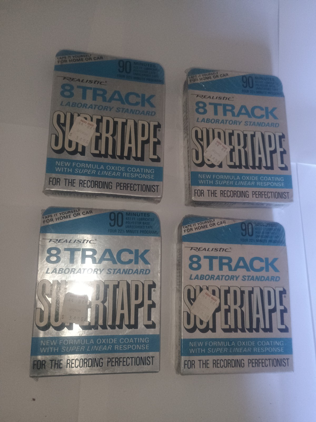 NEW Realistic 8 Track Recordable Blank SuperTape Lot of 4 Sealed Unused 8-Track