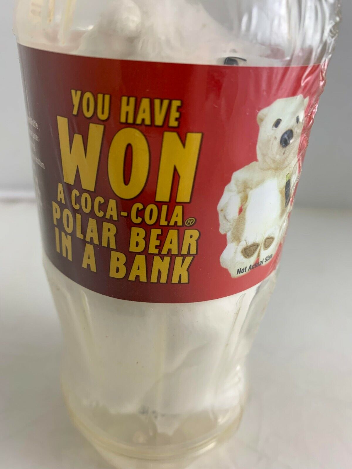 Coca-Cola Classic Polar Bear In A Bank Bottle & 4 Quarters, Vintage 2002, Sealed