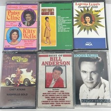 Vintage 6 Cassette Lot Chet Atkins Roger Miller Loretta Lynn Patsy Cline picture