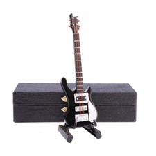 Wooden Miniature Electric Bass Guitar with Stand and Case Mini Musical Instru... picture