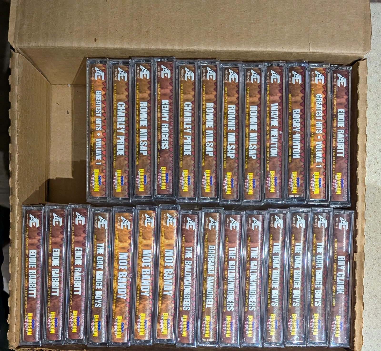Lot of 128 Factory Sealed Cassette Tapes Country Pop Vocal Branson City Limits