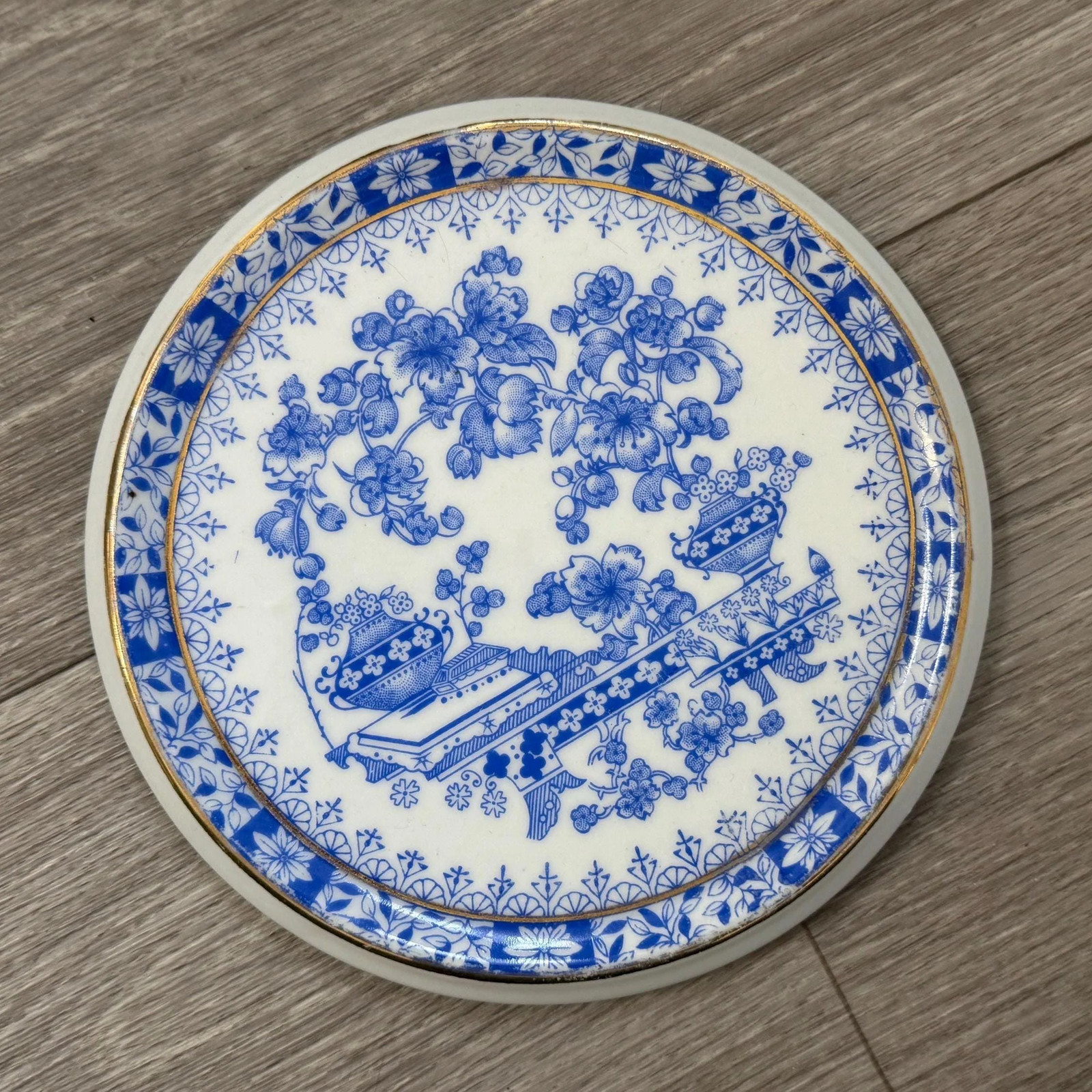 Vintage Blau China Germany Plate  Blue White Floral Porcelain Art