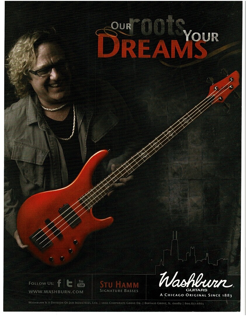 2012 WASHBURN Signature red Bass Guitar STU HAMM magazine ad 