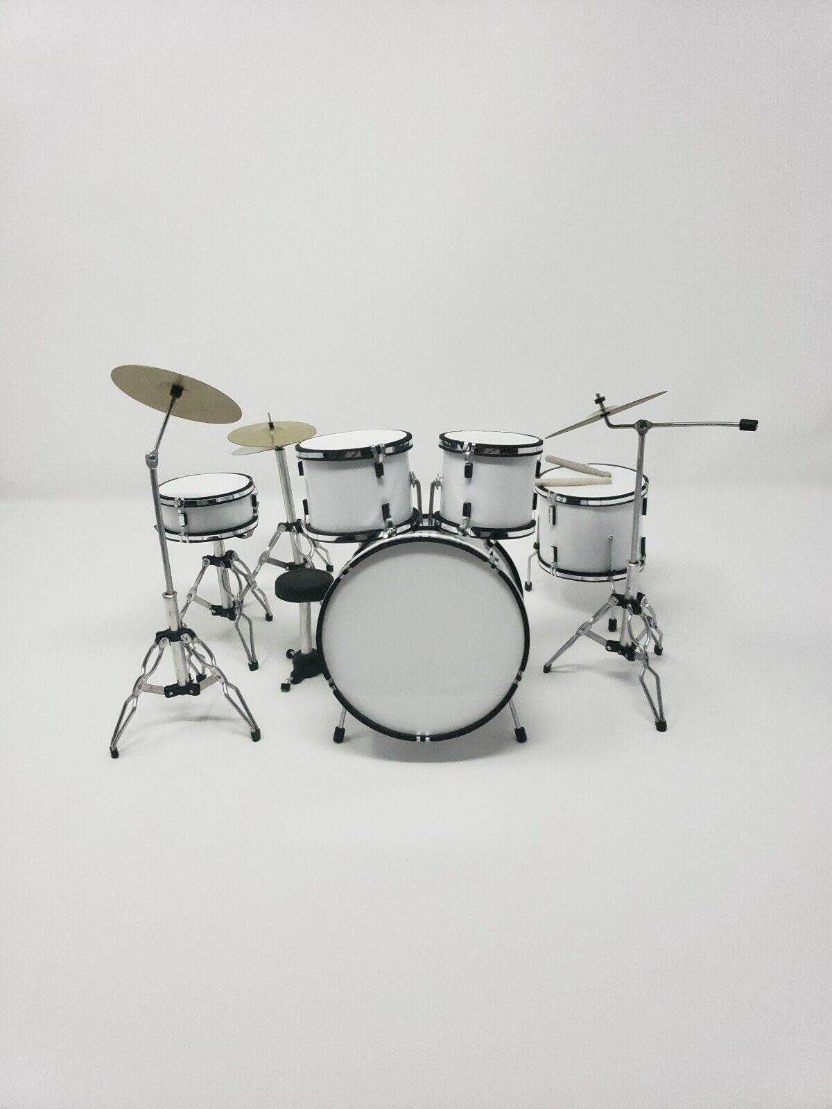 Miniature Drum Set WHITE Replica. For Display Only