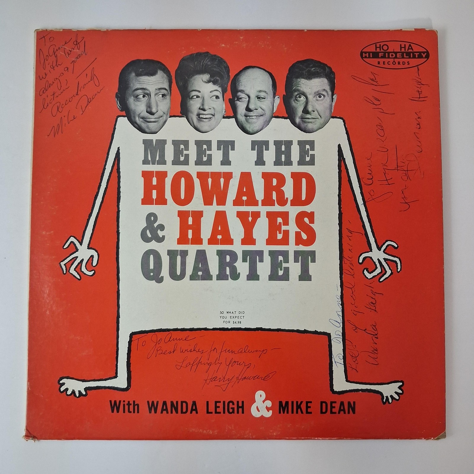 Vintage Howard & Hayes Quartet War LP Vinyl Record HA-HA Comedy Live Signed