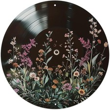 Wildflower Garden On Vinyl Record Round Tin Metal Signs Home Décor 8x8 picture