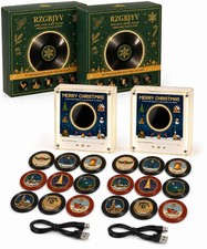Christmas Vinyl Record Player Fridge Magnet NFC Music Box 9 Discs Holiday Gift picture