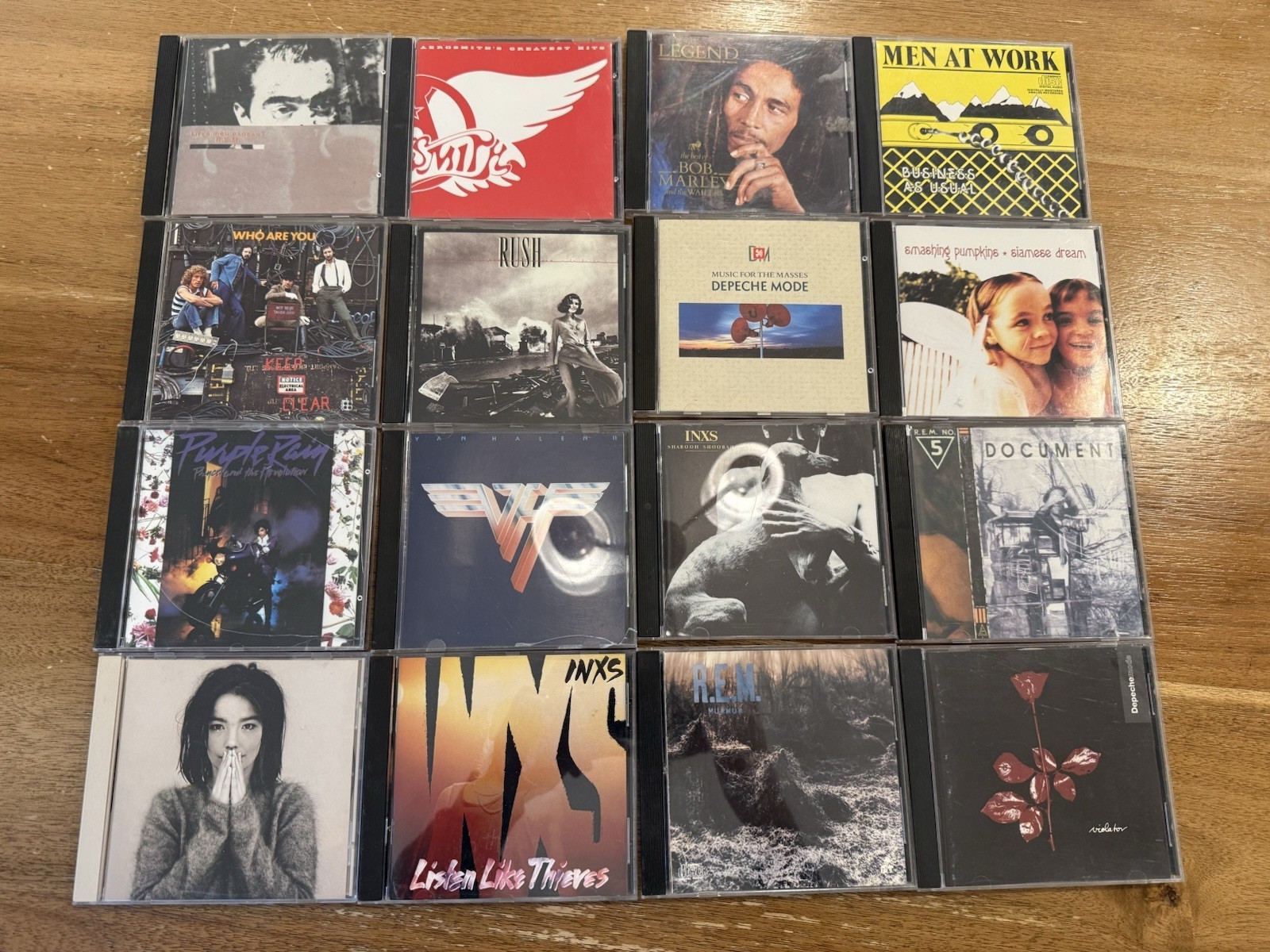 Lot CD's - vintage - Rush Van Halen Aerosmith R.E.M Bob Marley Smashing Pumpkins